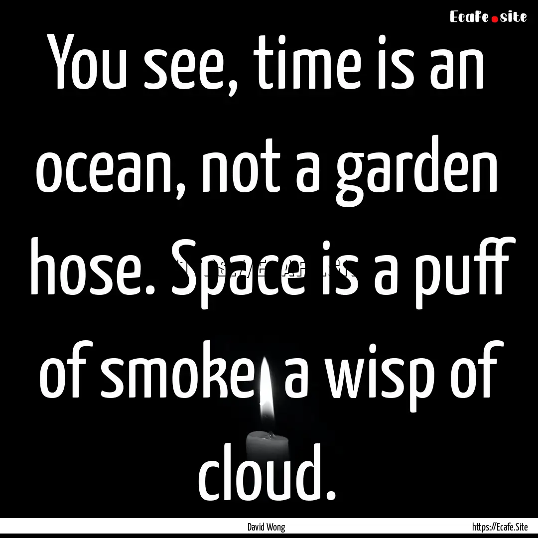 You see, time is an ocean, not a garden hose..... : Quote by David Wong