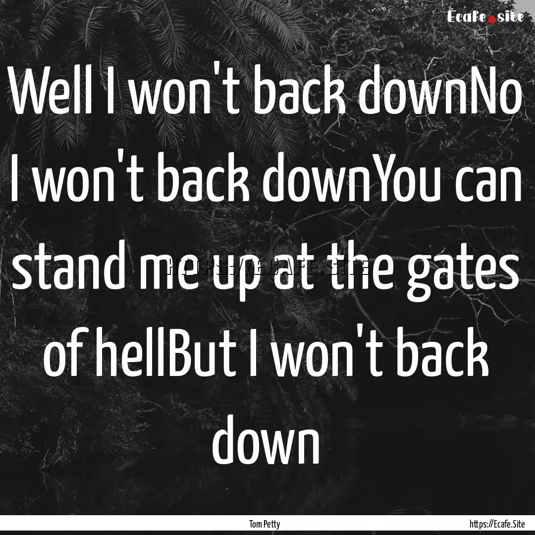 Well I won't back downNo I won't back downYou.... : Quote by Tom Petty