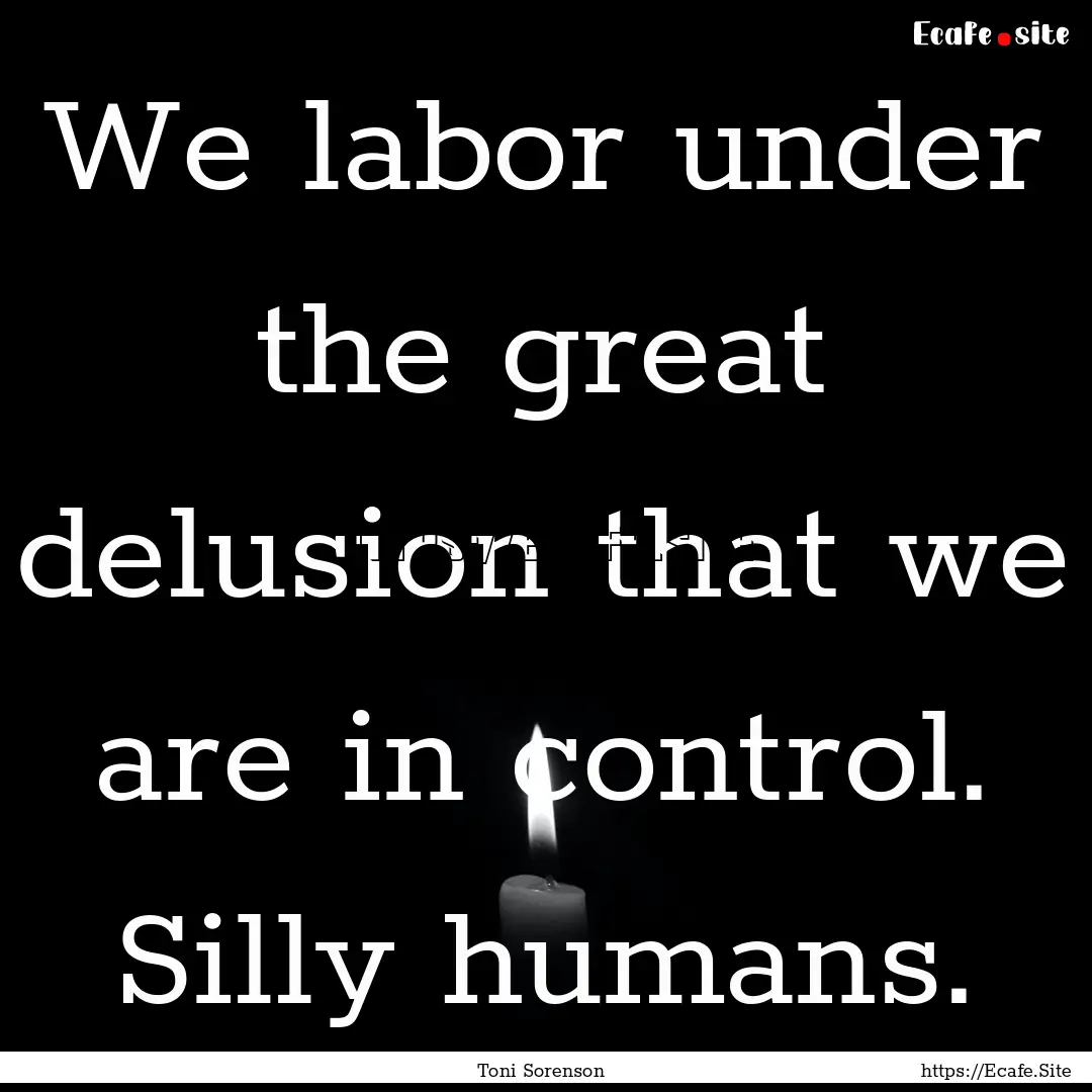 We labor under the great delusion that we.... : Quote by Toni Sorenson