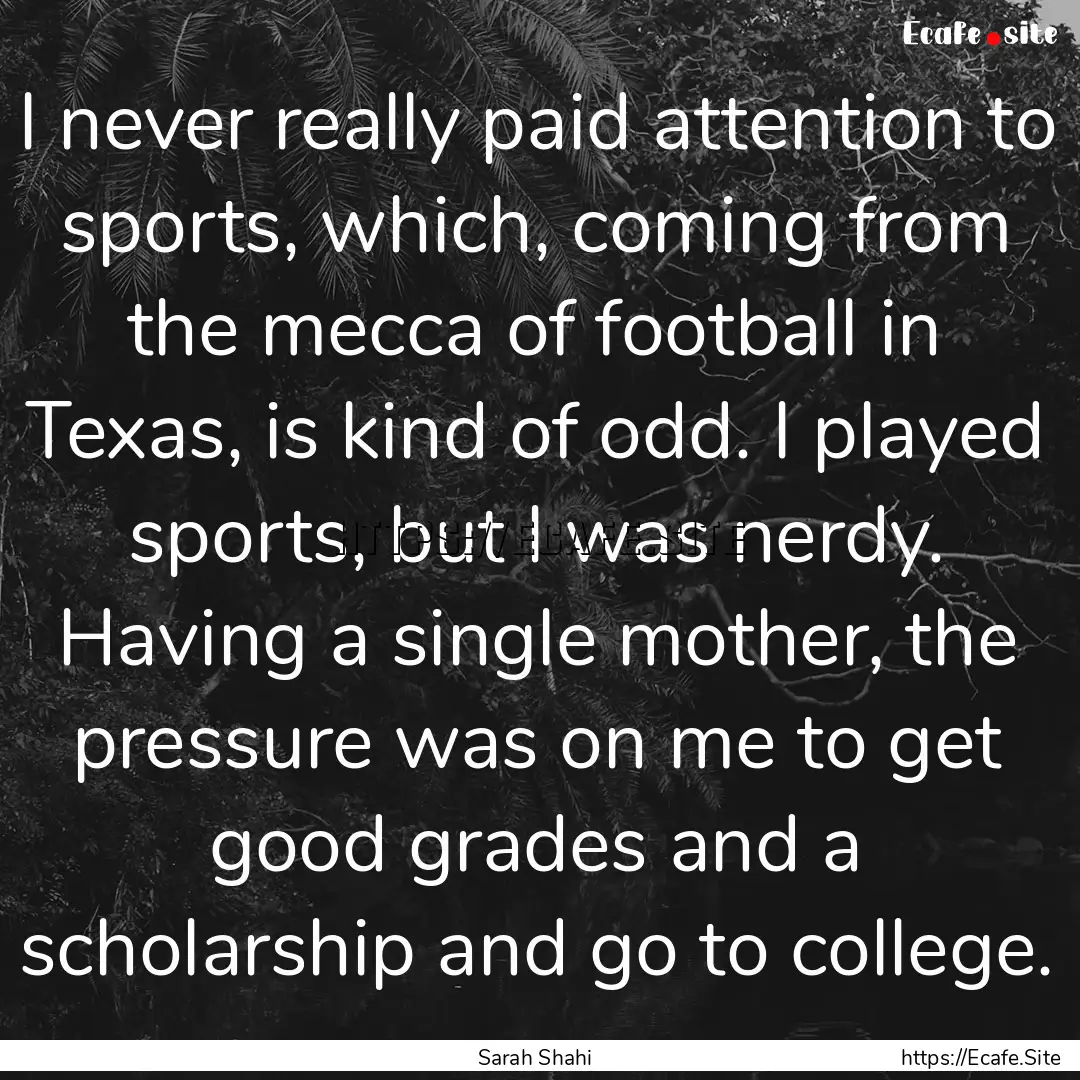 I never really paid attention to sports,.... : Quote by Sarah Shahi