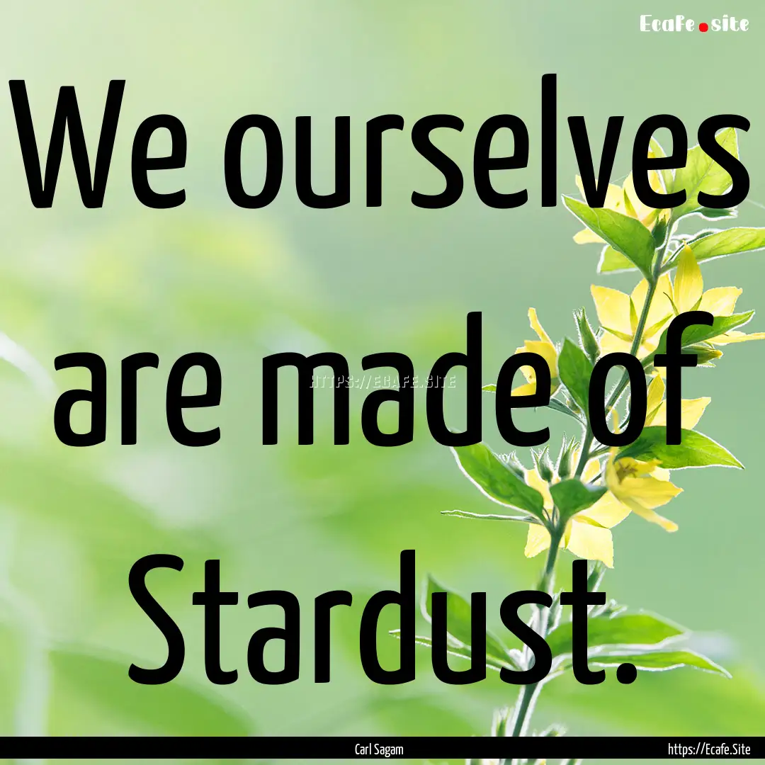 We ourselves are made of Stardust. : Quote by Carl Sagam