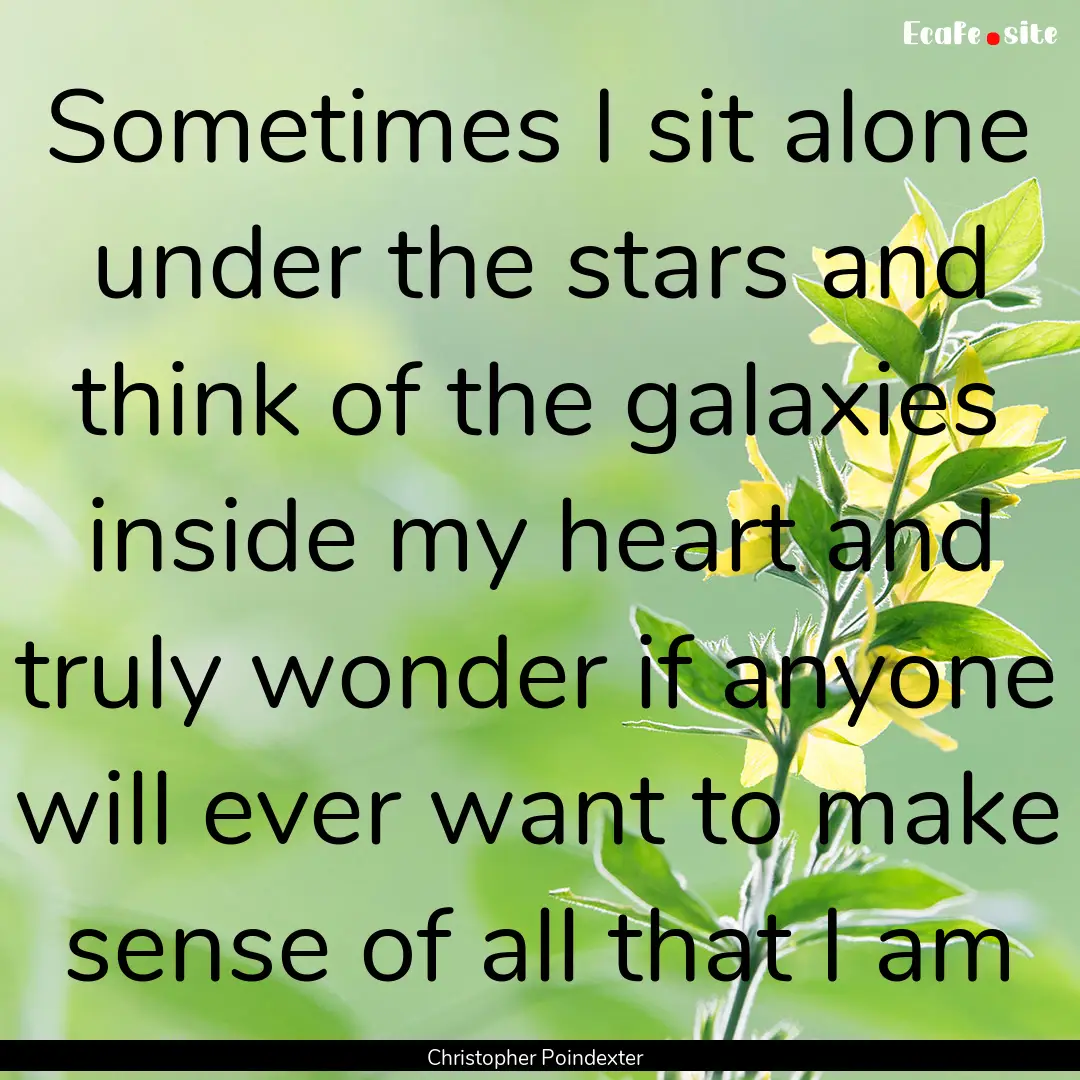 Sometimes I sit alone under the stars and.... : Quote by Christopher Poindexter