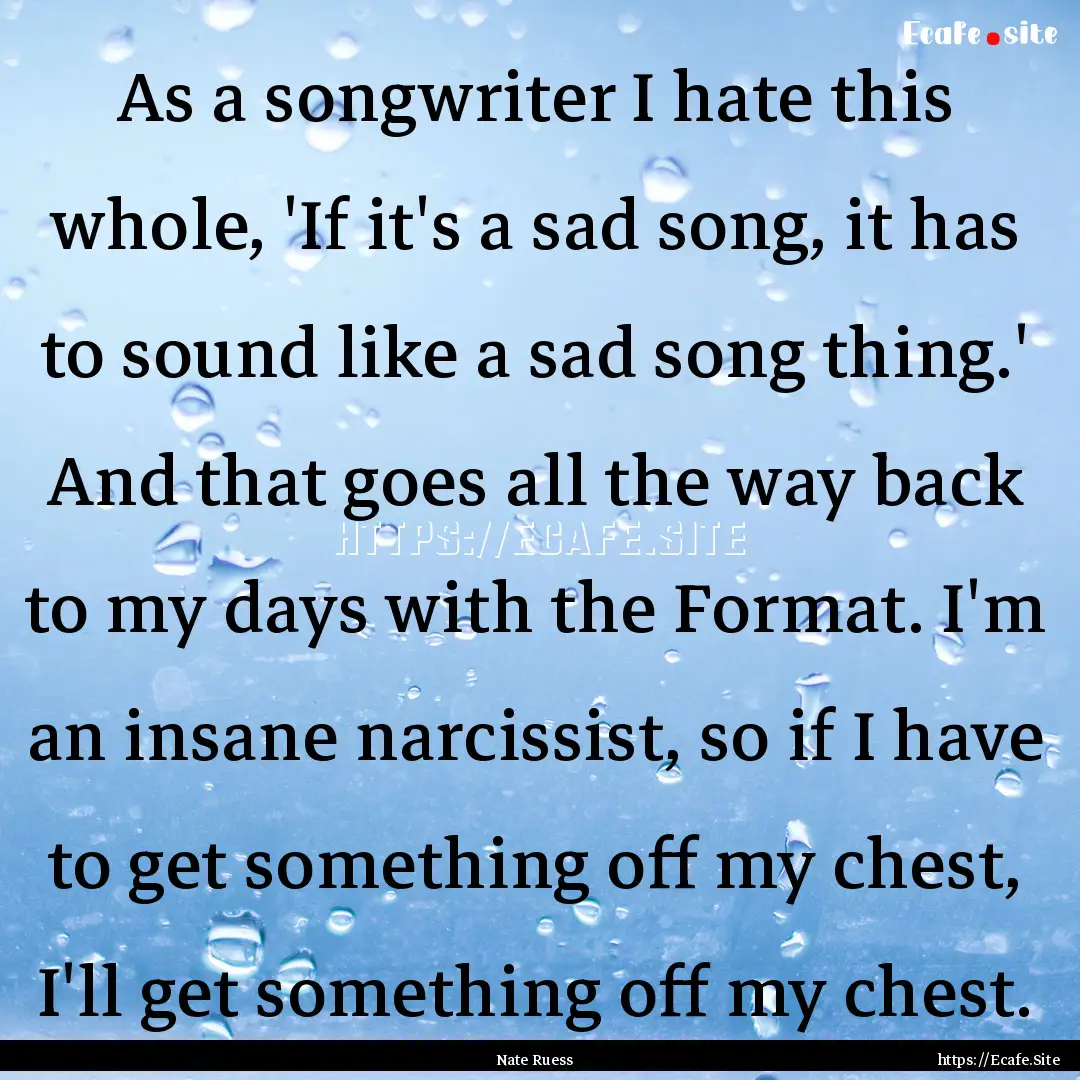 As a songwriter I hate this whole, 'If it's.... : Quote by Nate Ruess