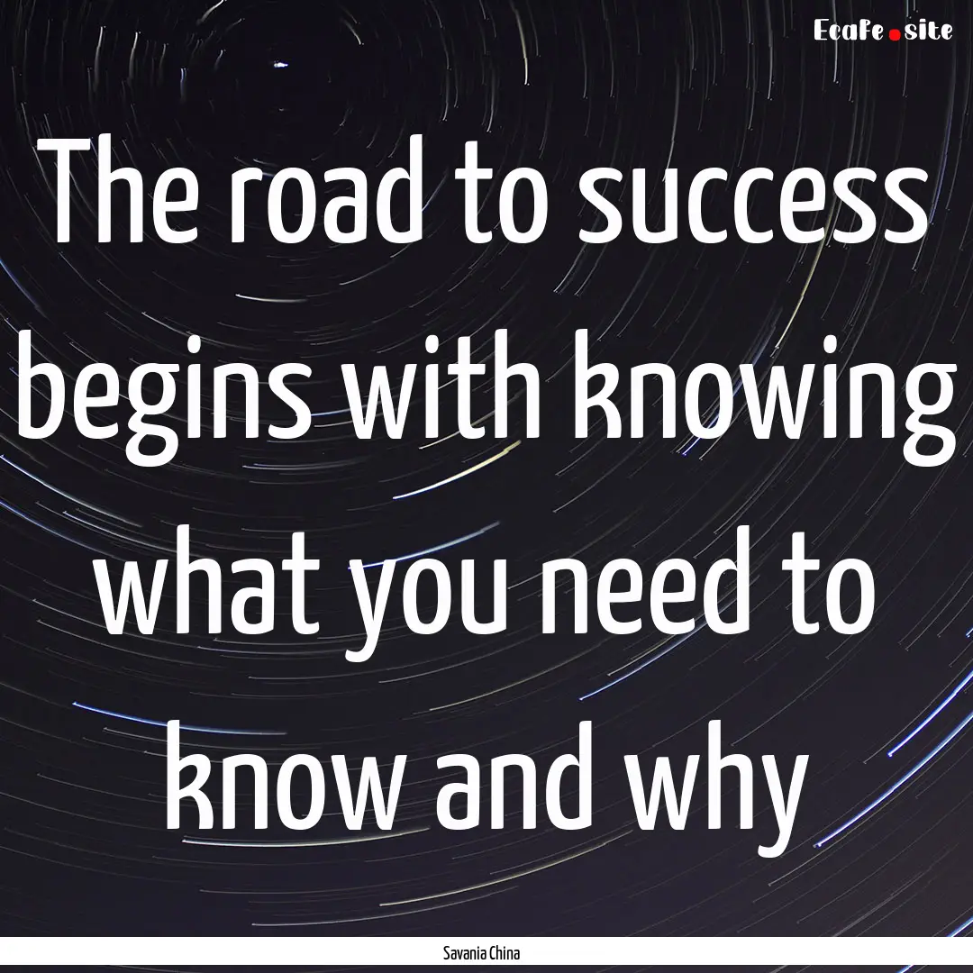 The road to success begins with knowing what.... : Quote by Savania China