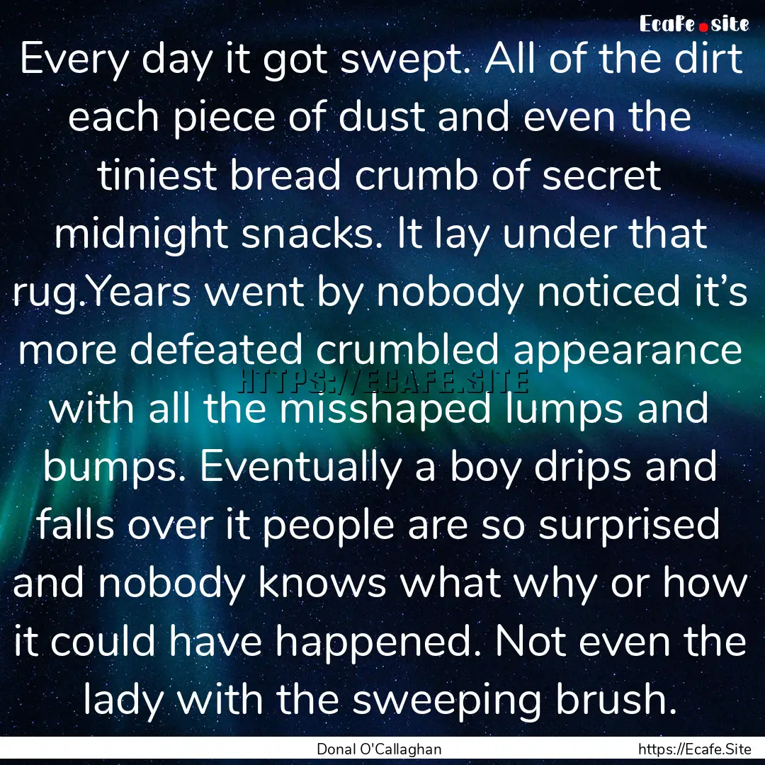 Every day it got swept. All of the dirt each.... : Quote by Donal O'Callaghan