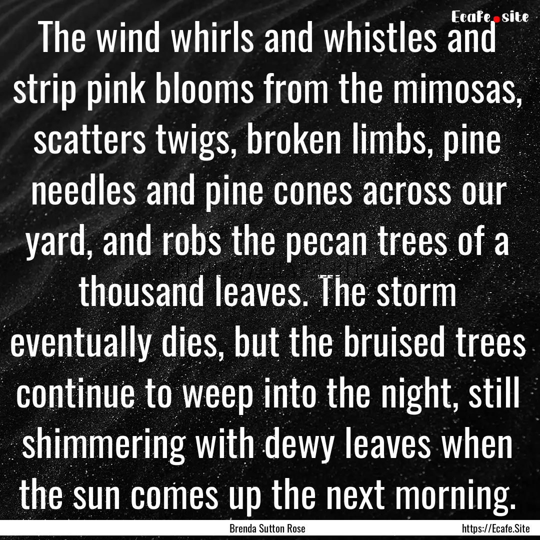 The wind whirls and whistles and strip pink.... : Quote by Brenda Sutton Rose