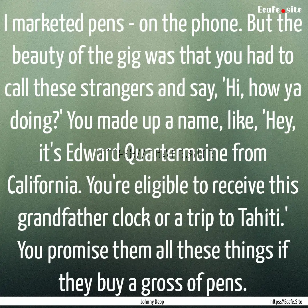 I marketed pens - on the phone. But the beauty.... : Quote by Johnny Depp