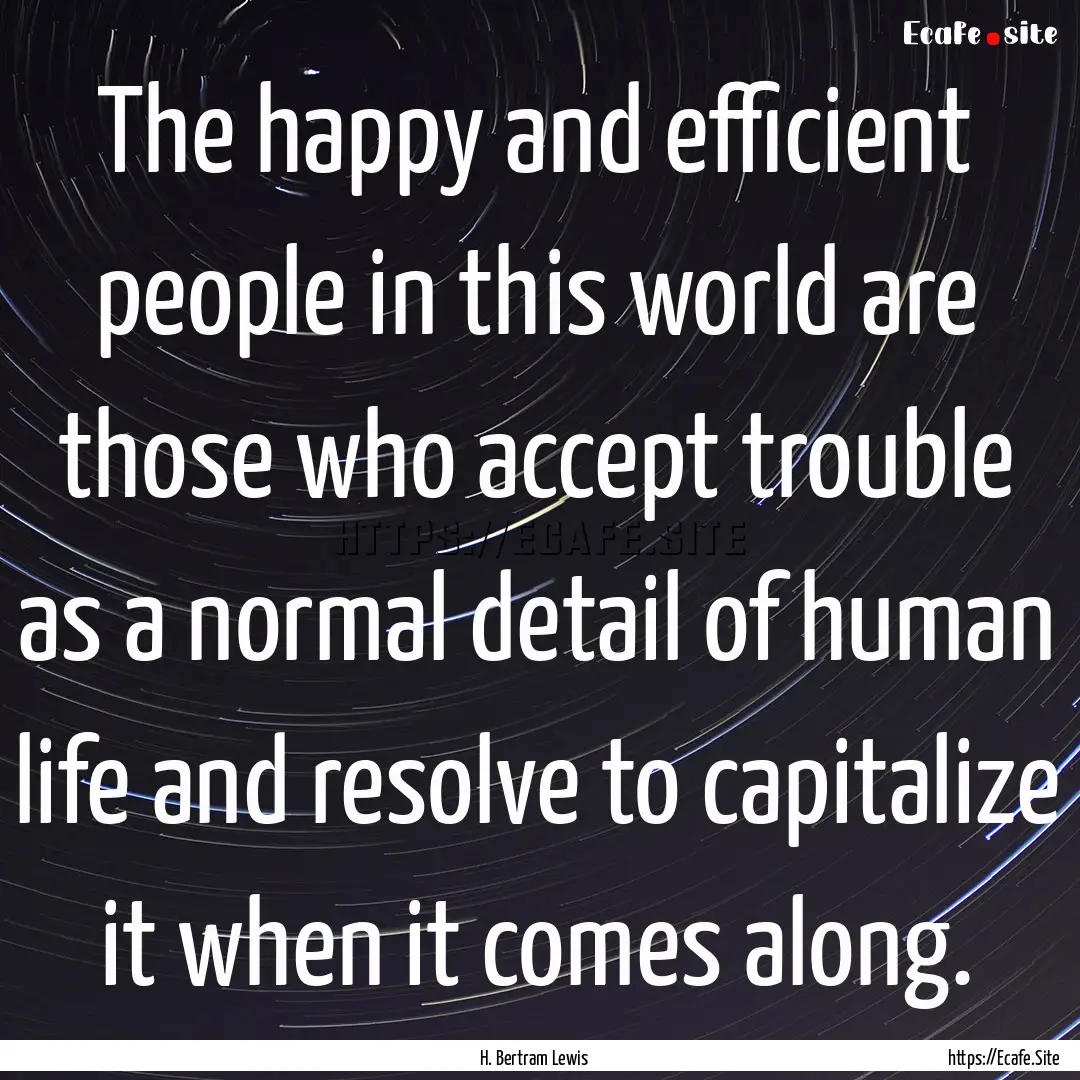 The happy and efficient people in this world.... : Quote by H. Bertram Lewis