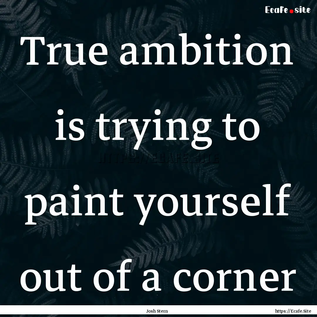 True ambition is trying to paint yourself.... : Quote by Josh Stern