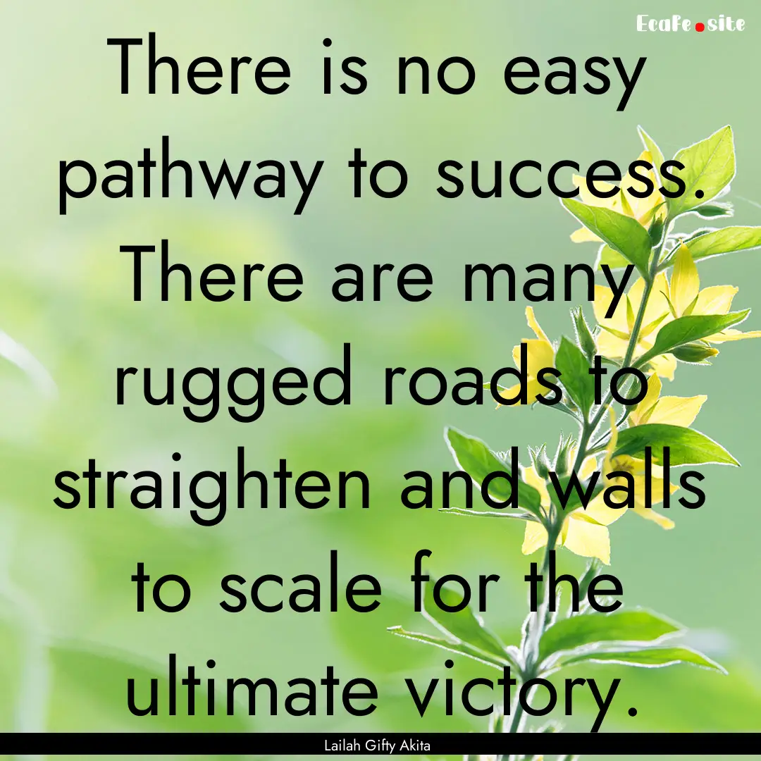 There is no easy pathway to success. There.... : Quote by Lailah Gifty Akita