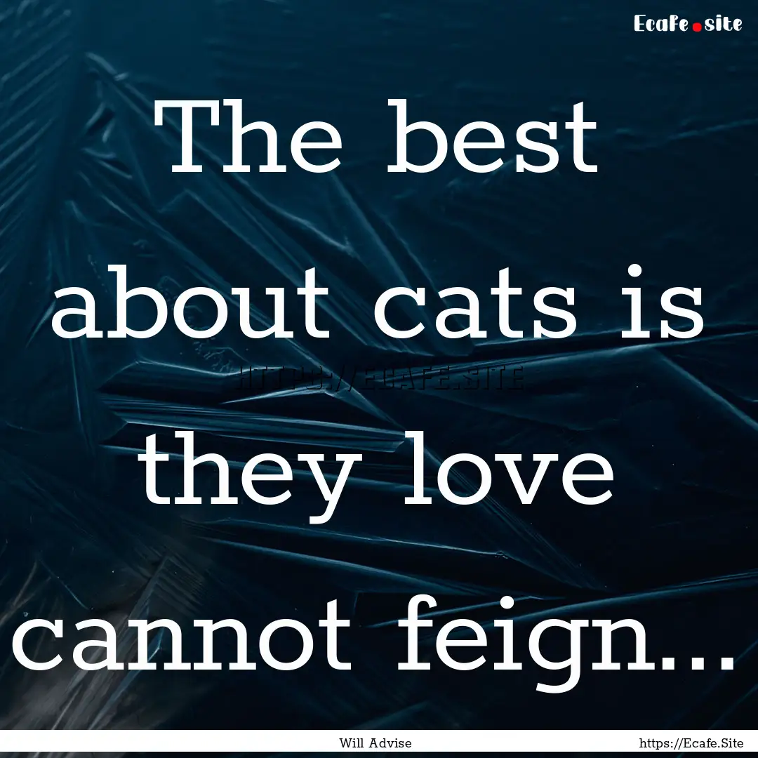 The best about cats is they love cannot feign....... : Quote by Will Advise