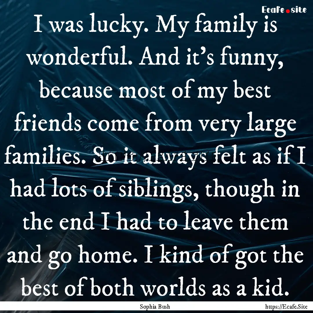 I was lucky. My family is wonderful. And.... : Quote by Sophia Bush