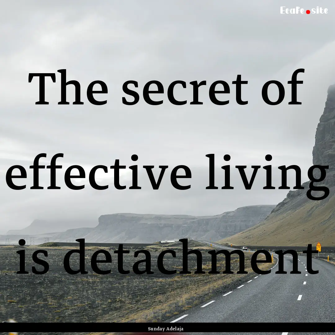 The secret of effective living is detachment.... : Quote by Sunday Adelaja