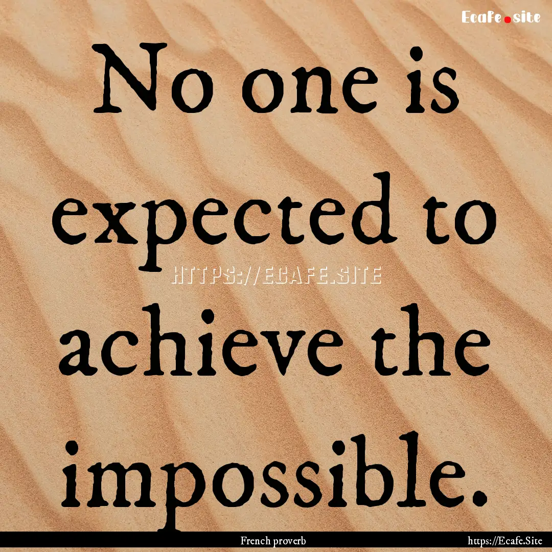 No one is expected to achieve the impossible..... : Quote by French proverb