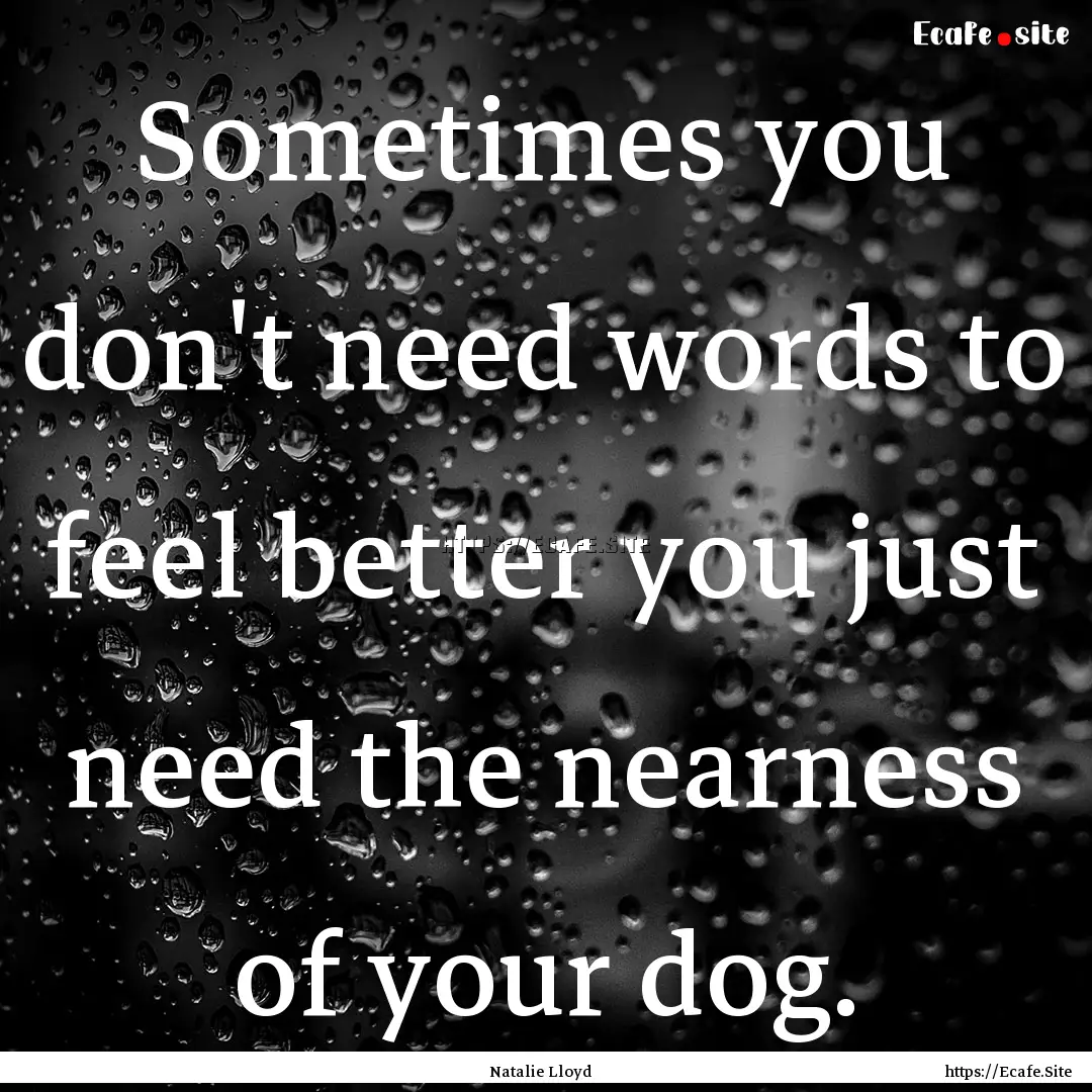 Sometimes you don't need words to feel better.... : Quote by Natalie Lloyd