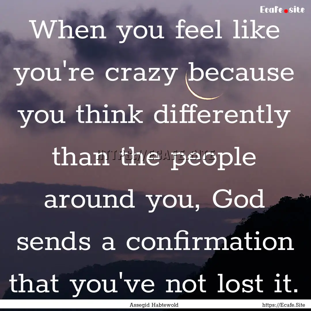 When you feel like you're crazy because you.... : Quote by Assegid Habtewold