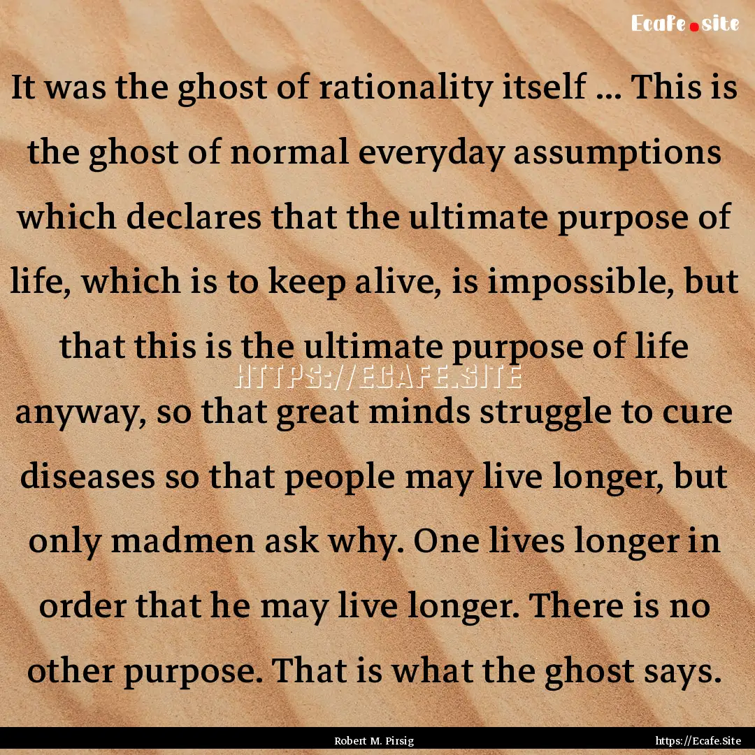 It was the ghost of rationality itself ....... : Quote by Robert M. Pirsig