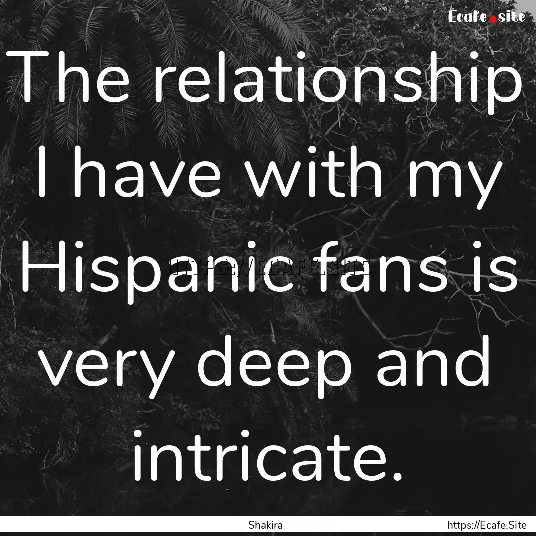 The relationship I have with my Hispanic.... : Quote by Shakira