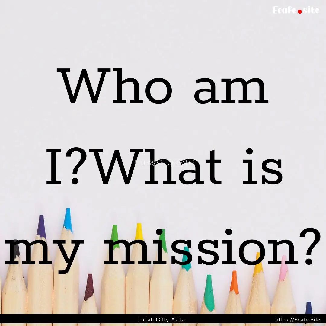 Who am I?What is my mission? : Quote by Lailah Gifty Akita