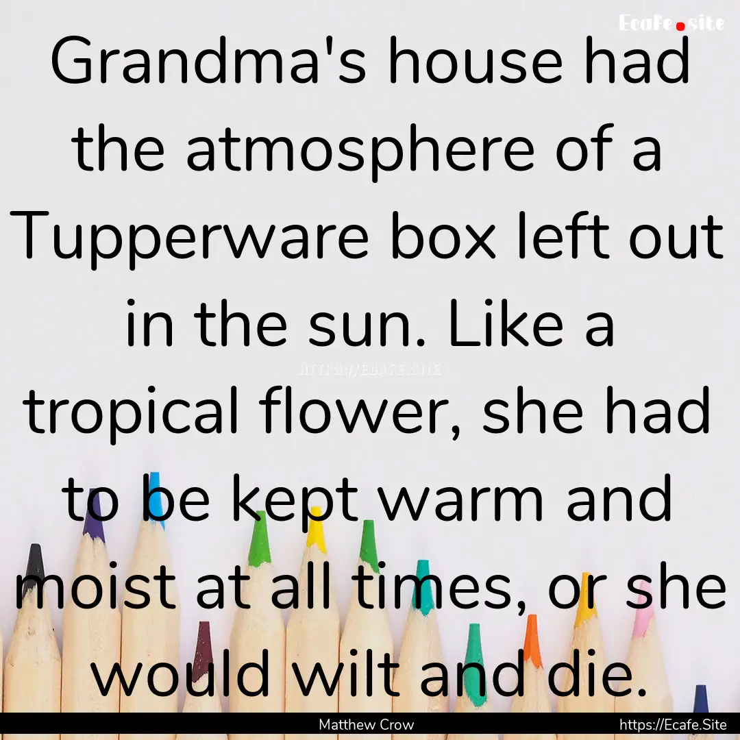 Grandma's house had the atmosphere of a Tupperware.... : Quote by Matthew Crow