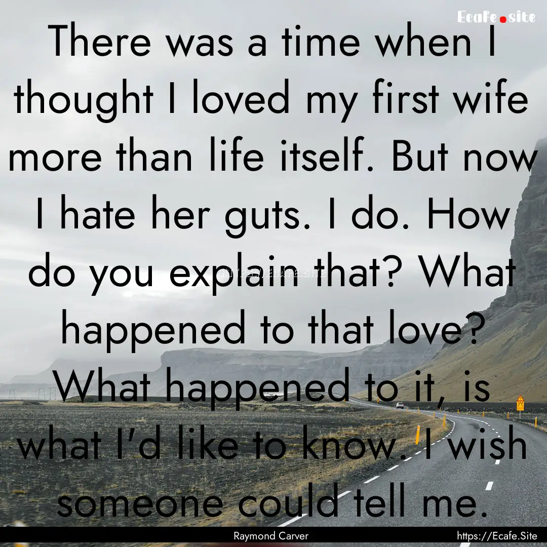 There was a time when I thought I loved my.... : Quote by Raymond Carver