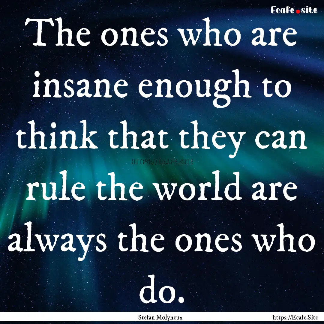 The ones who are insane enough to think that.... : Quote by Stefan Molyneux