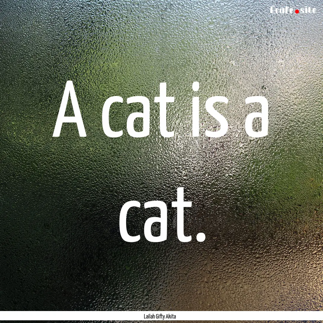 A cat is a cat. : Quote by Lailah Gifty Akita