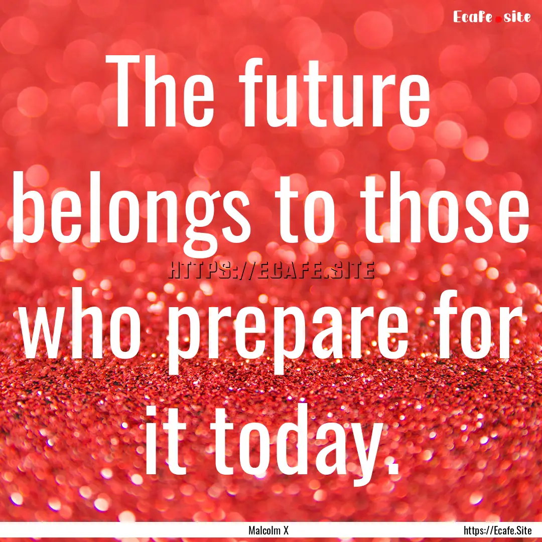 The future belongs to those who prepare for.... : Quote by Malcolm X