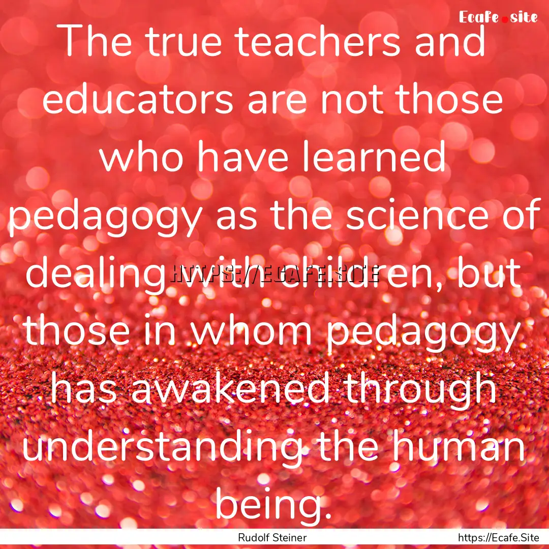 The true teachers and educators are not those.... : Quote by Rudolf Steiner