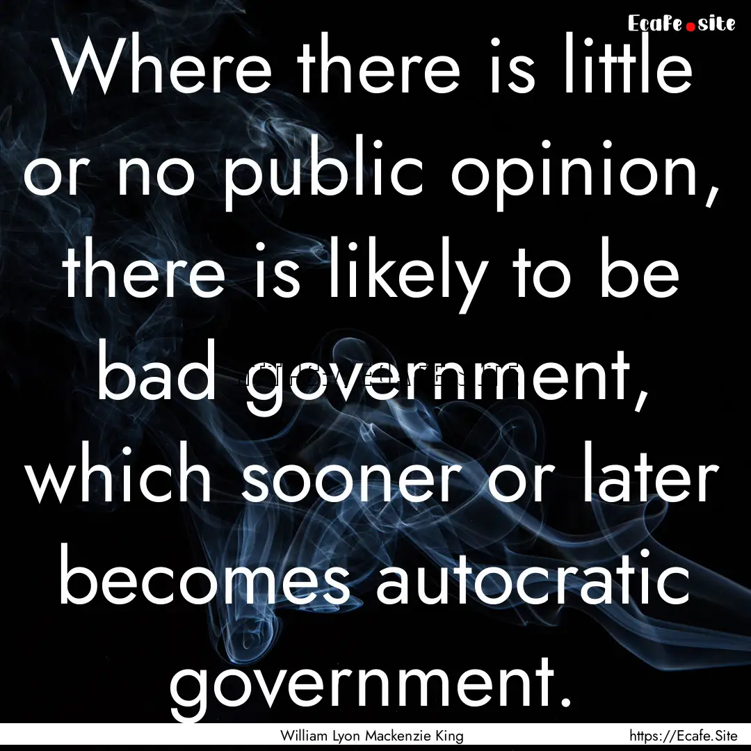 Where there is little or no public opinion,.... : Quote by William Lyon Mackenzie King