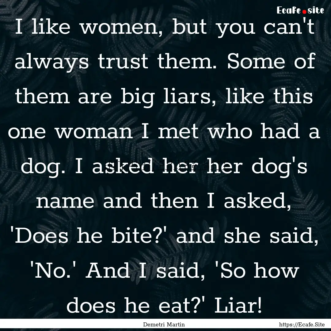 I like women, but you can't always trust.... : Quote by Demetri Martin