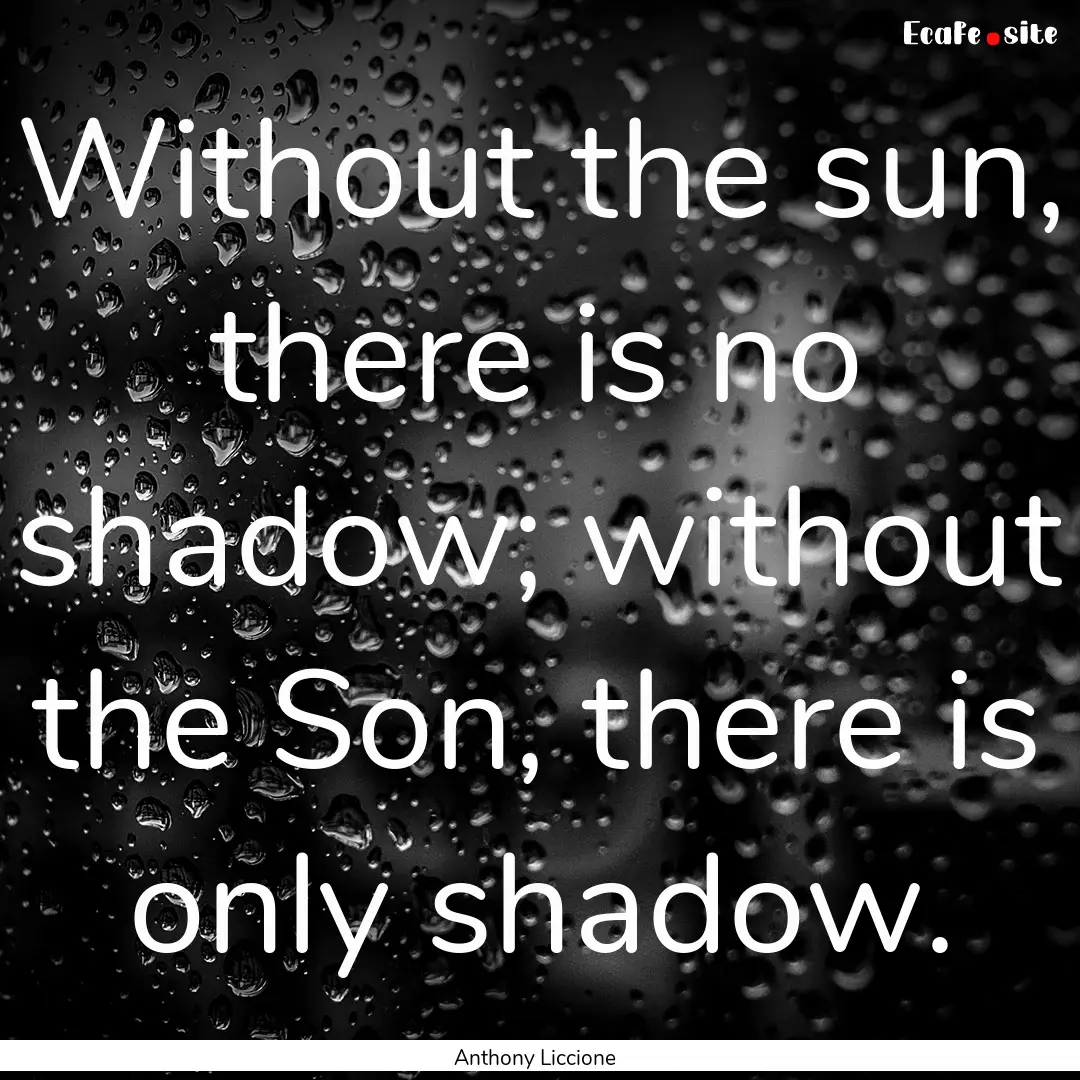 Without the sun, there is no shadow; without.... : Quote by Anthony Liccione