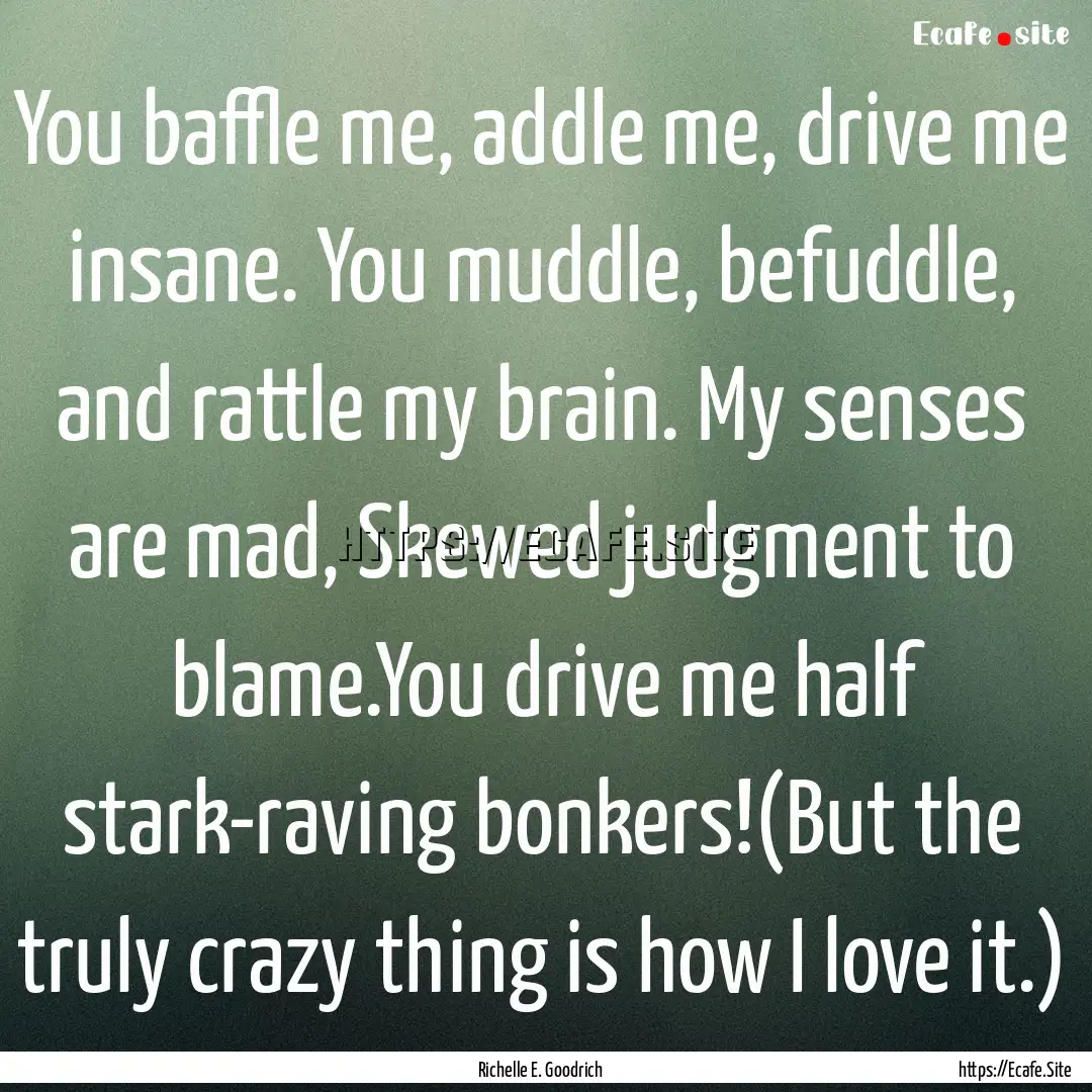 You baffle me, addle me, drive me insane..... : Quote by Richelle E. Goodrich