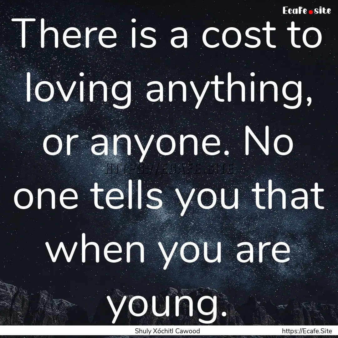 There is a cost to loving anything, or anyone..... : Quote by Shuly Xóchitl Cawood