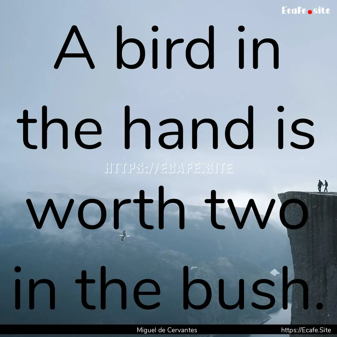 A bird in the hand is worth two in the bush..... : Quote by Miguel de Cervantes