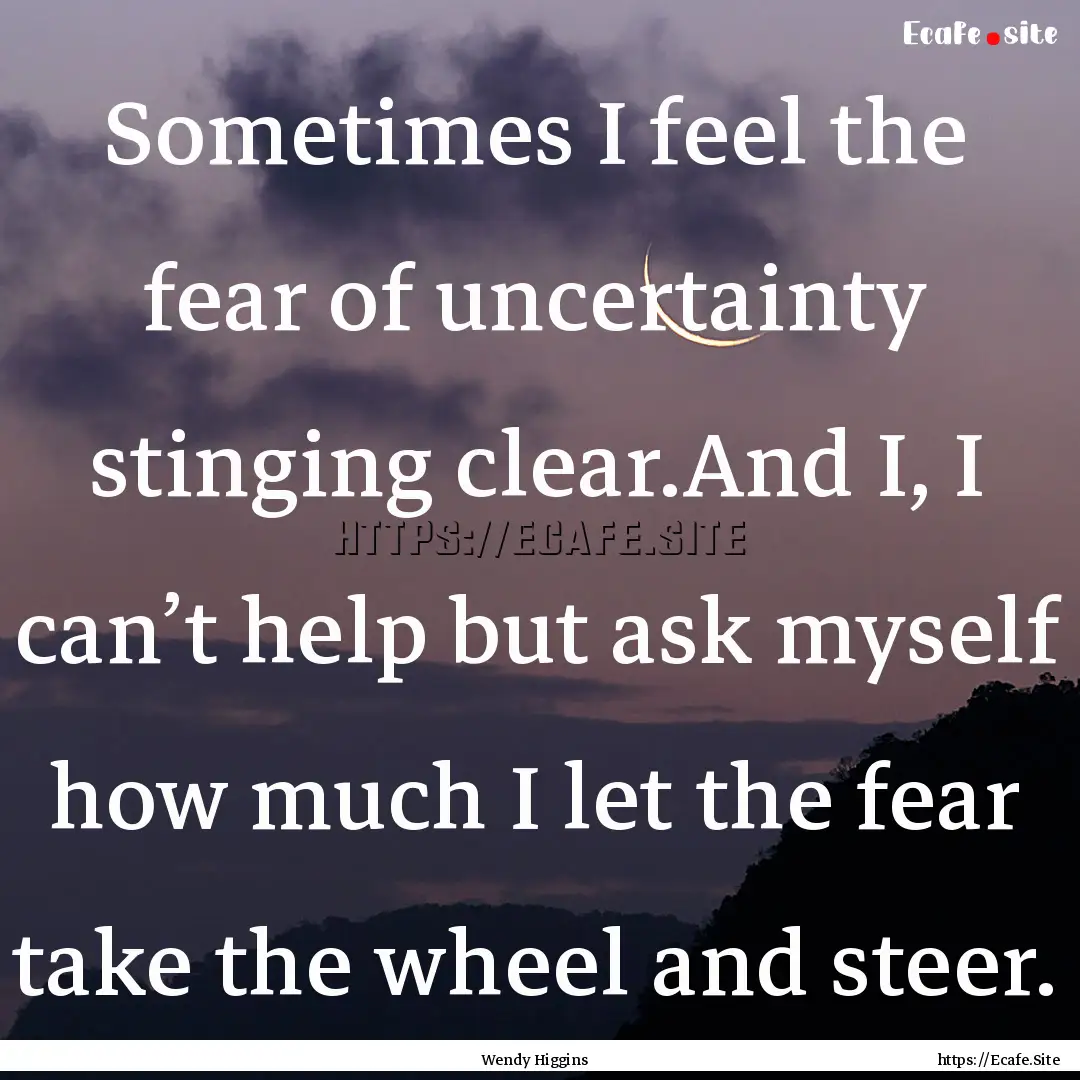 Sometimes I feel the fear of uncertainty.... : Quote by Wendy Higgins