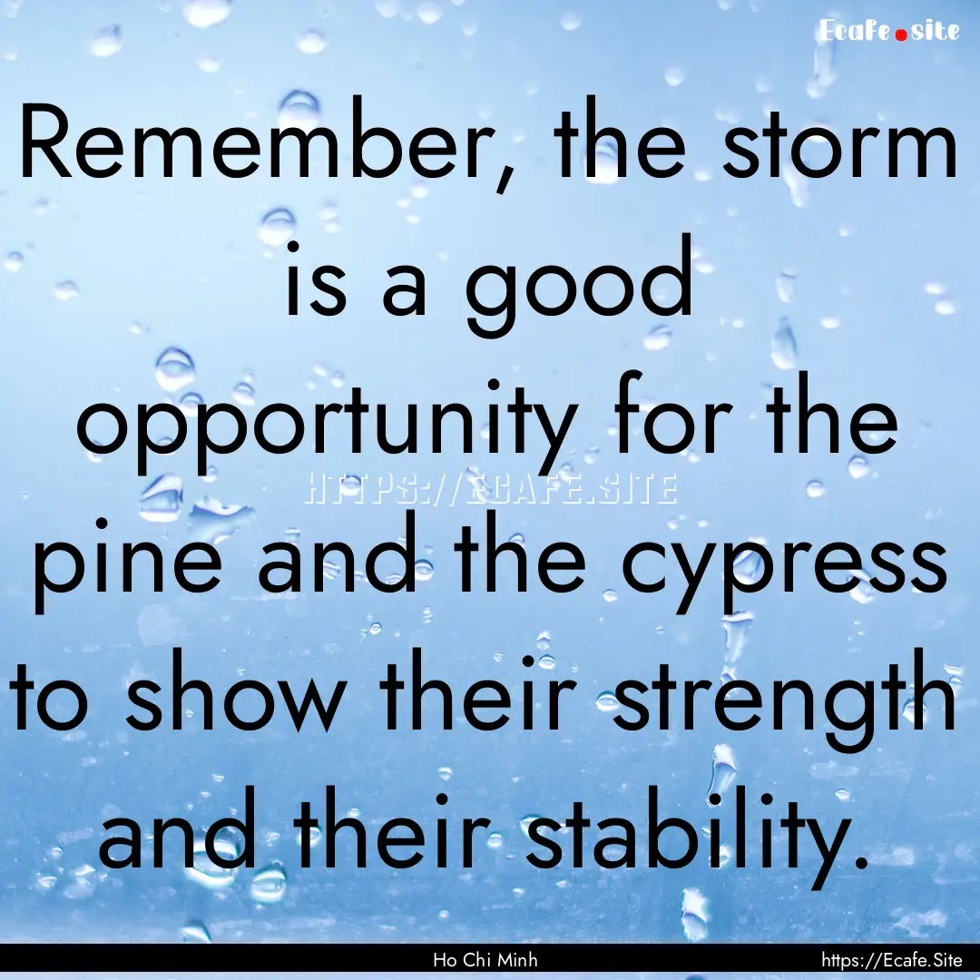 Remember, the storm is a good opportunity.... : Quote by Ho Chi Minh