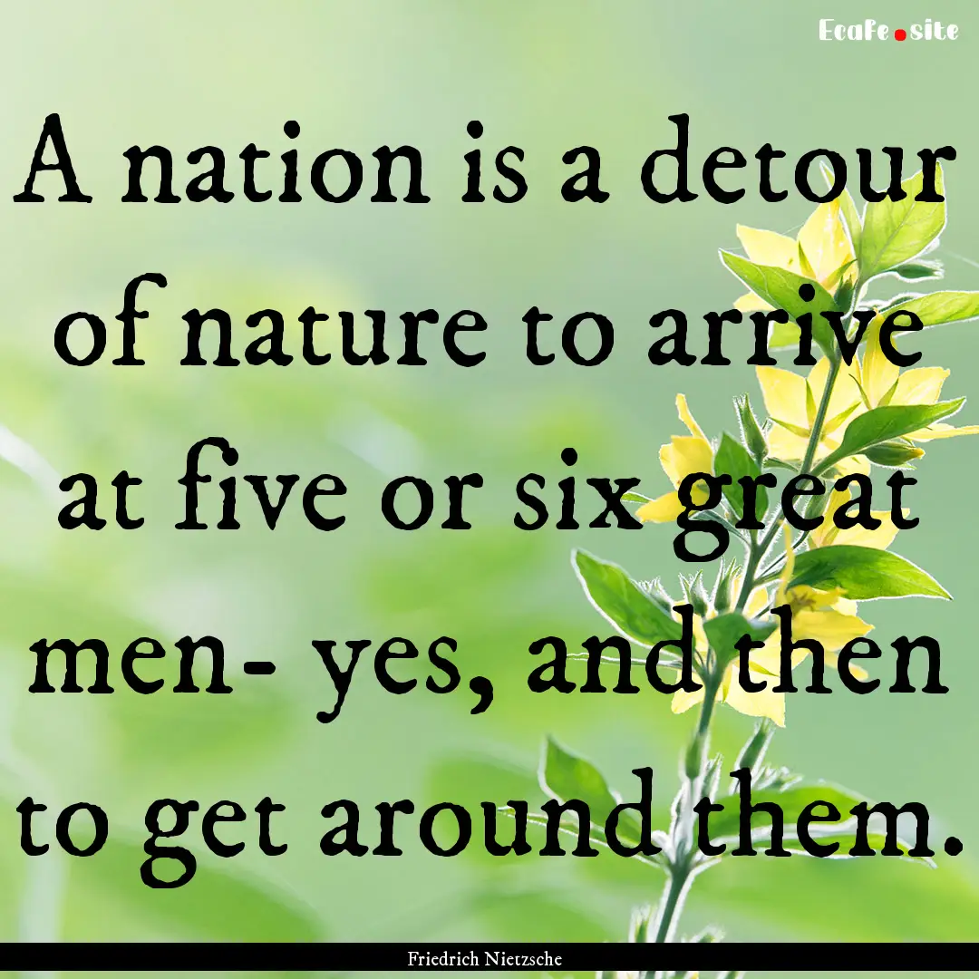 A nation is a detour of nature to arrive.... : Quote by Friedrich Nietzsche