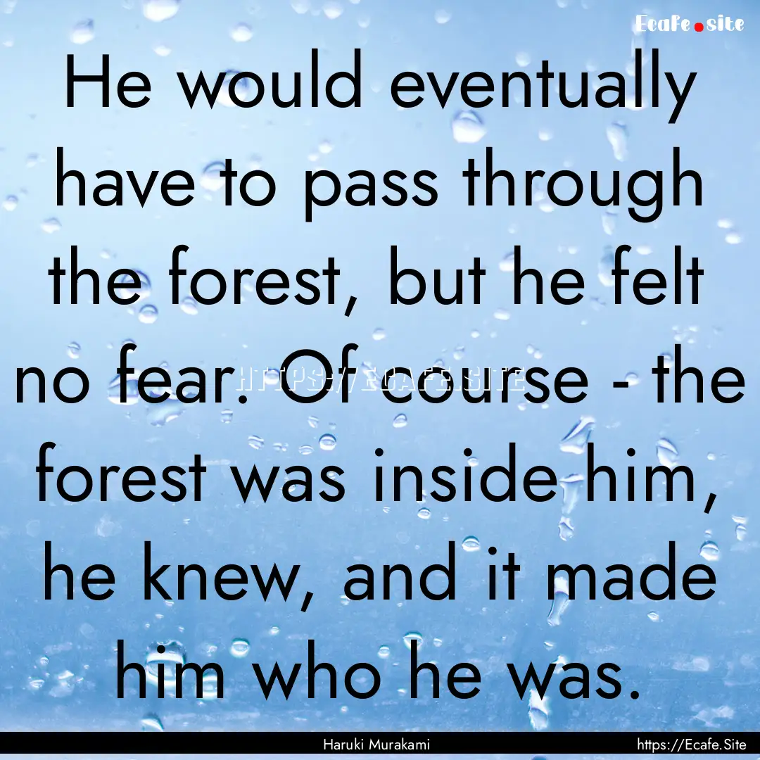 He would eventually have to pass through.... : Quote by Haruki Murakami