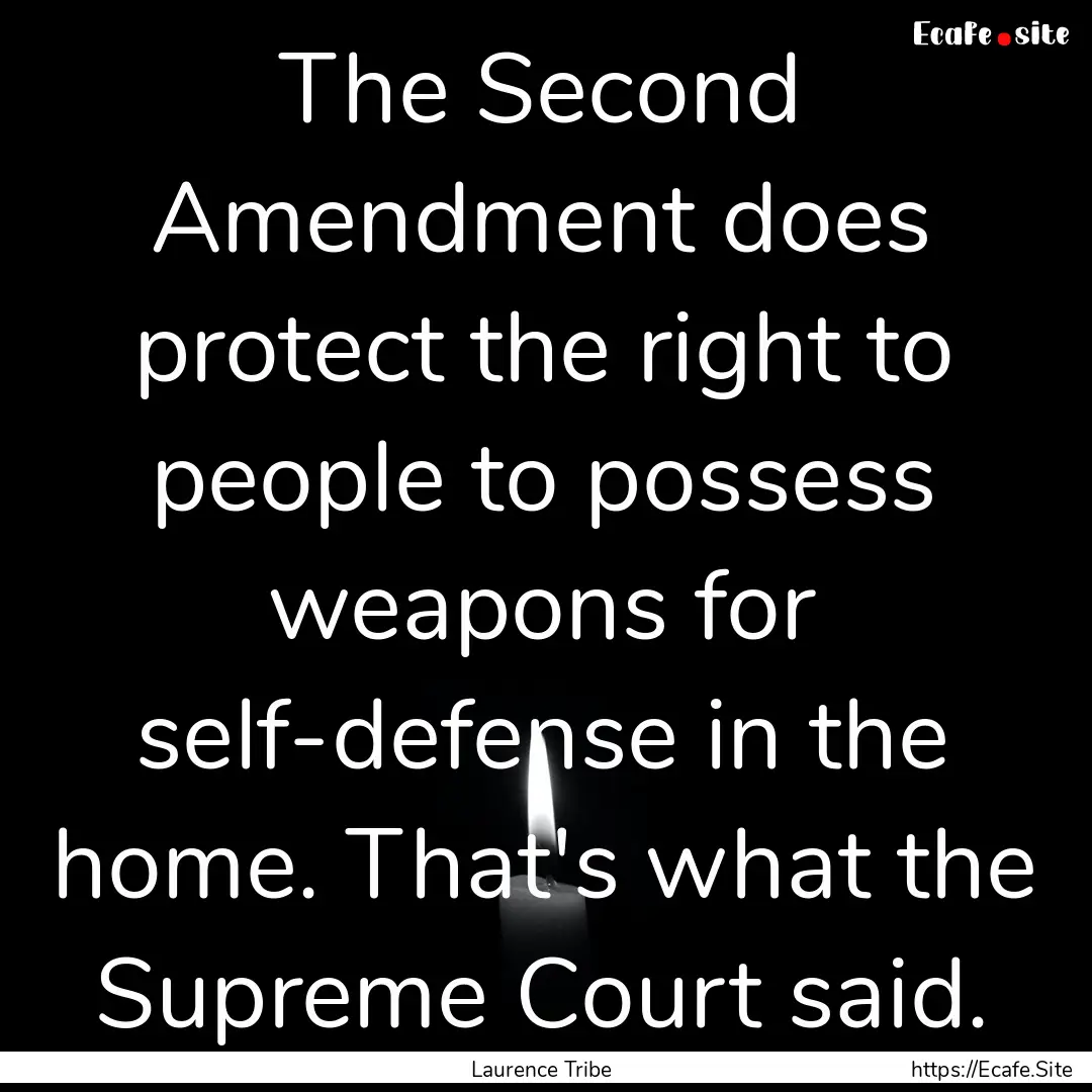 The Second Amendment does protect the right.... : Quote by Laurence Tribe