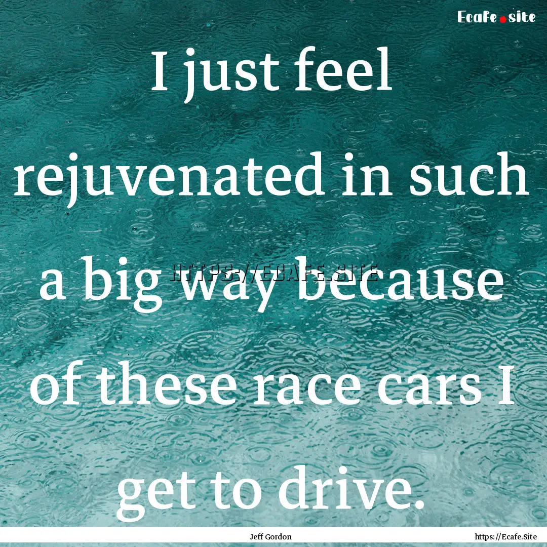 I just feel rejuvenated in such a big way.... : Quote by Jeff Gordon