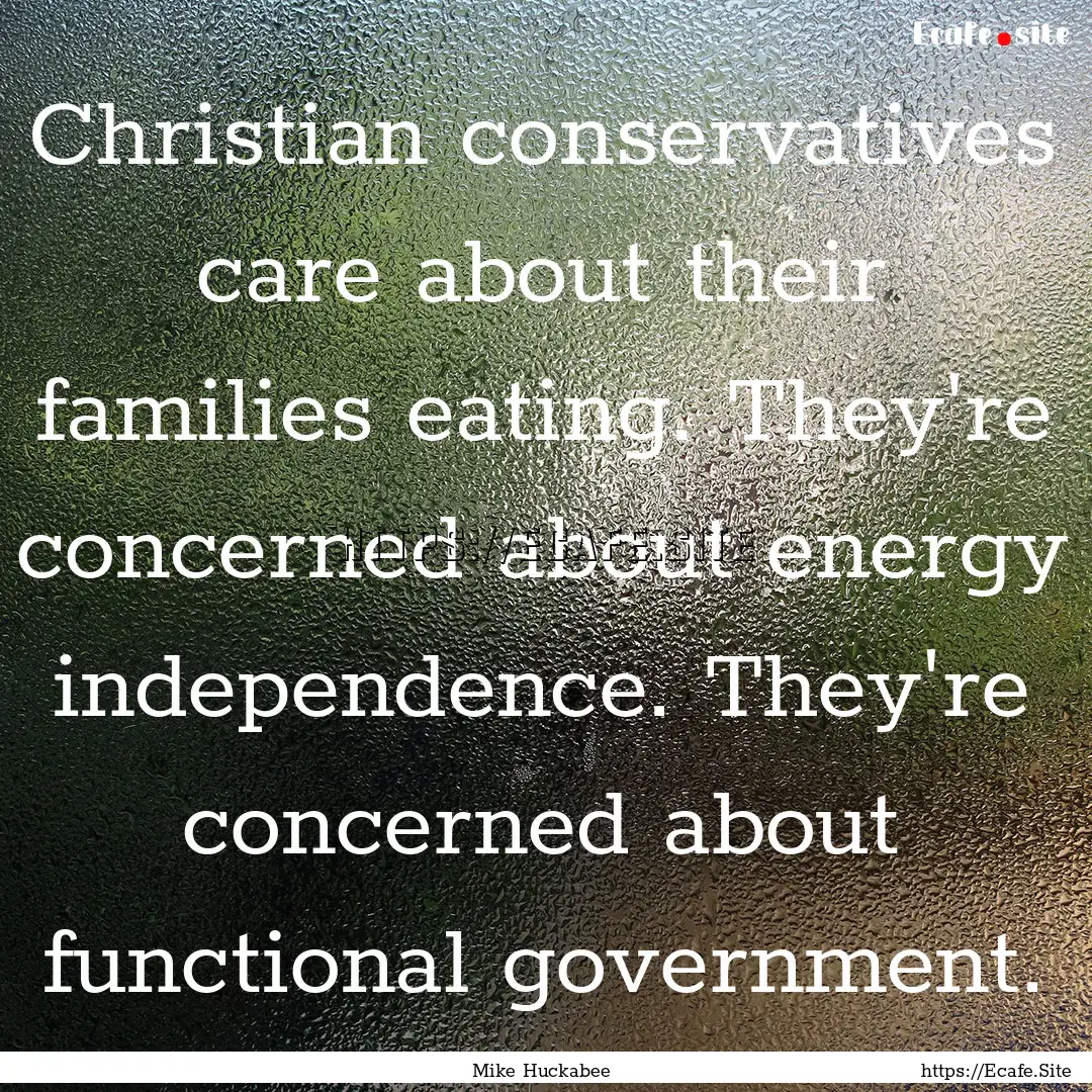 Christian conservatives care about their.... : Quote by Mike Huckabee