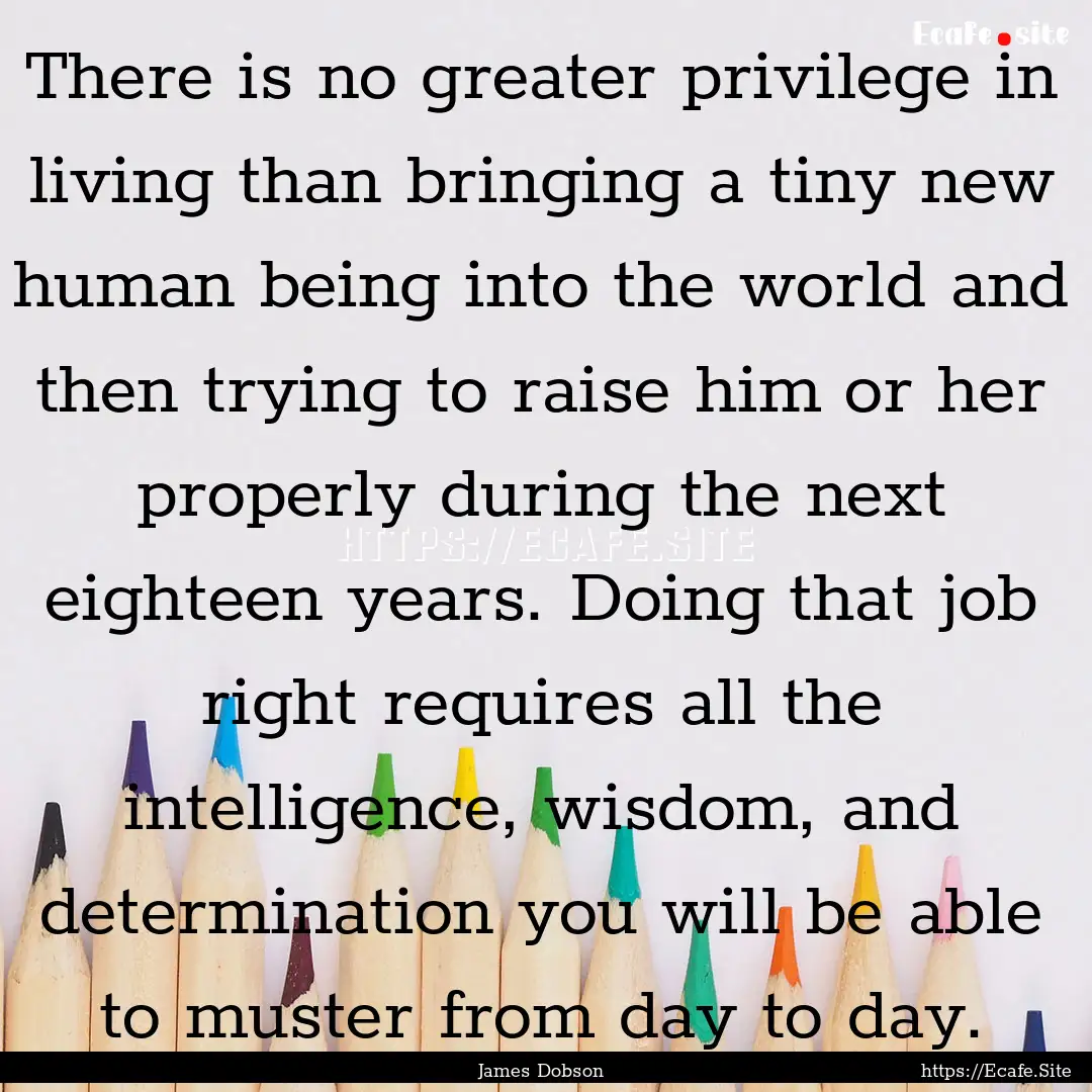 There is no greater privilege in living than.... : Quote by James Dobson