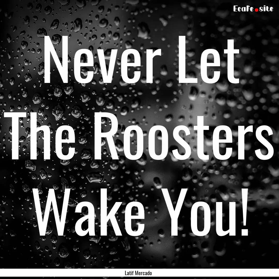 Never Let The Roosters Wake You! : Quote by Latif Mercado