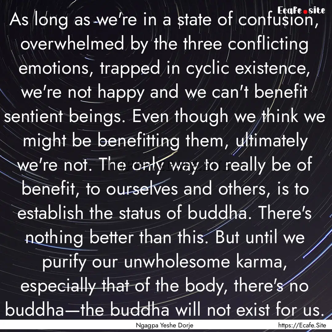 As long as we're in a state of confusion,.... : Quote by Ngagpa Yeshe Dorje