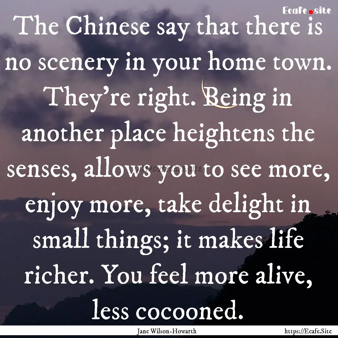 The Chinese say that there is no scenery.... : Quote by Jane Wilson-Howarth