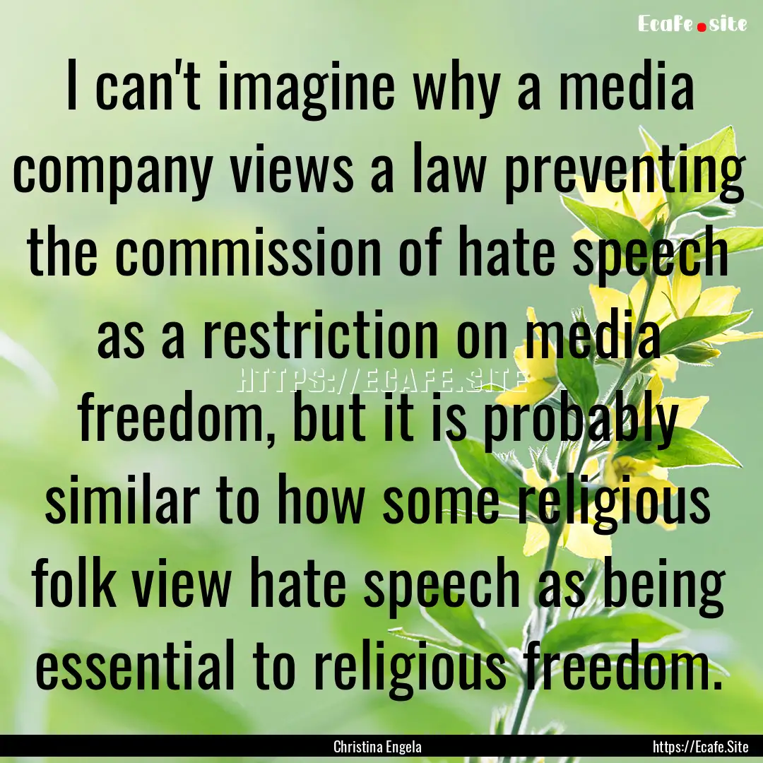 I can't imagine why a media company views.... : Quote by Christina Engela