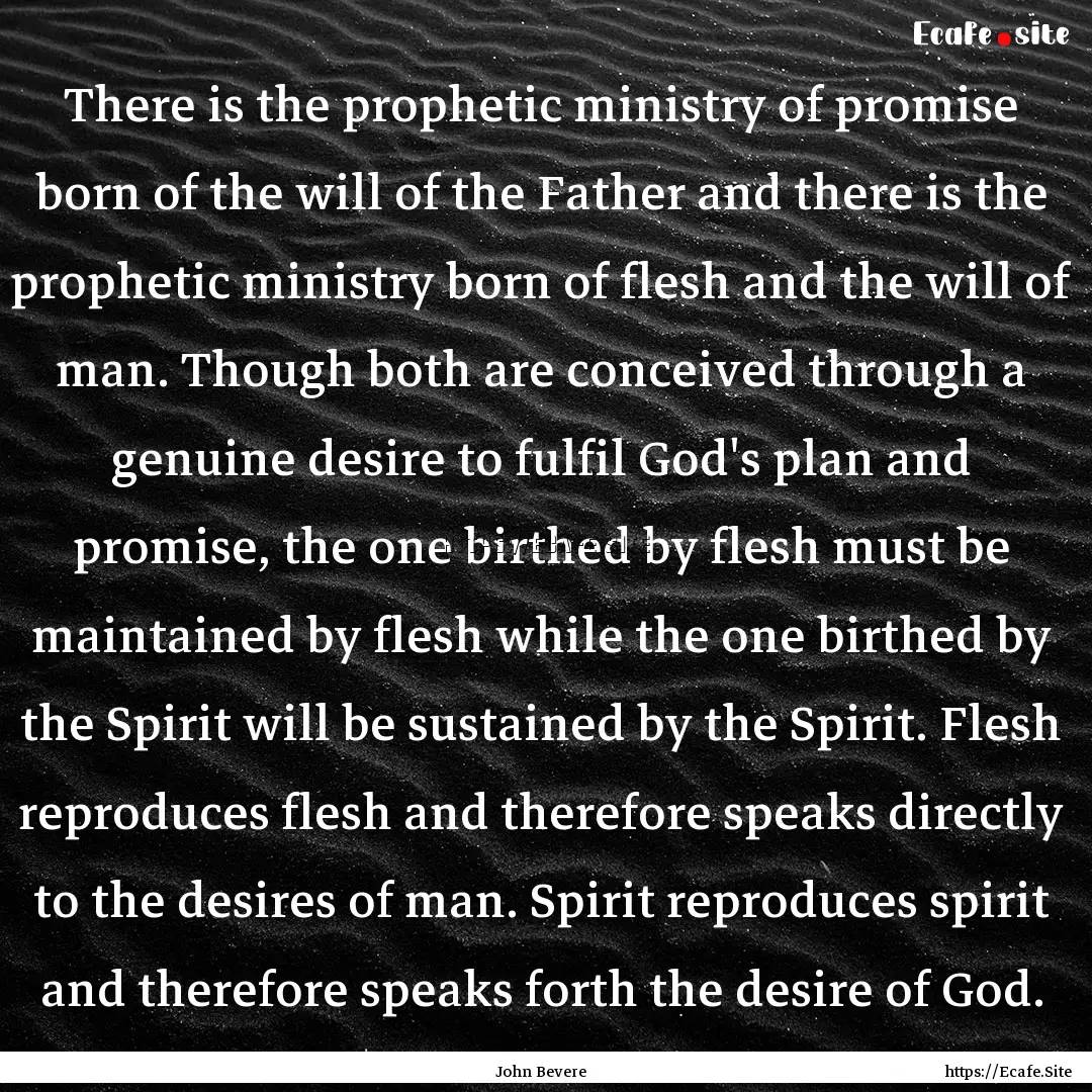 There is the prophetic ministry of promise.... : Quote by John Bevere