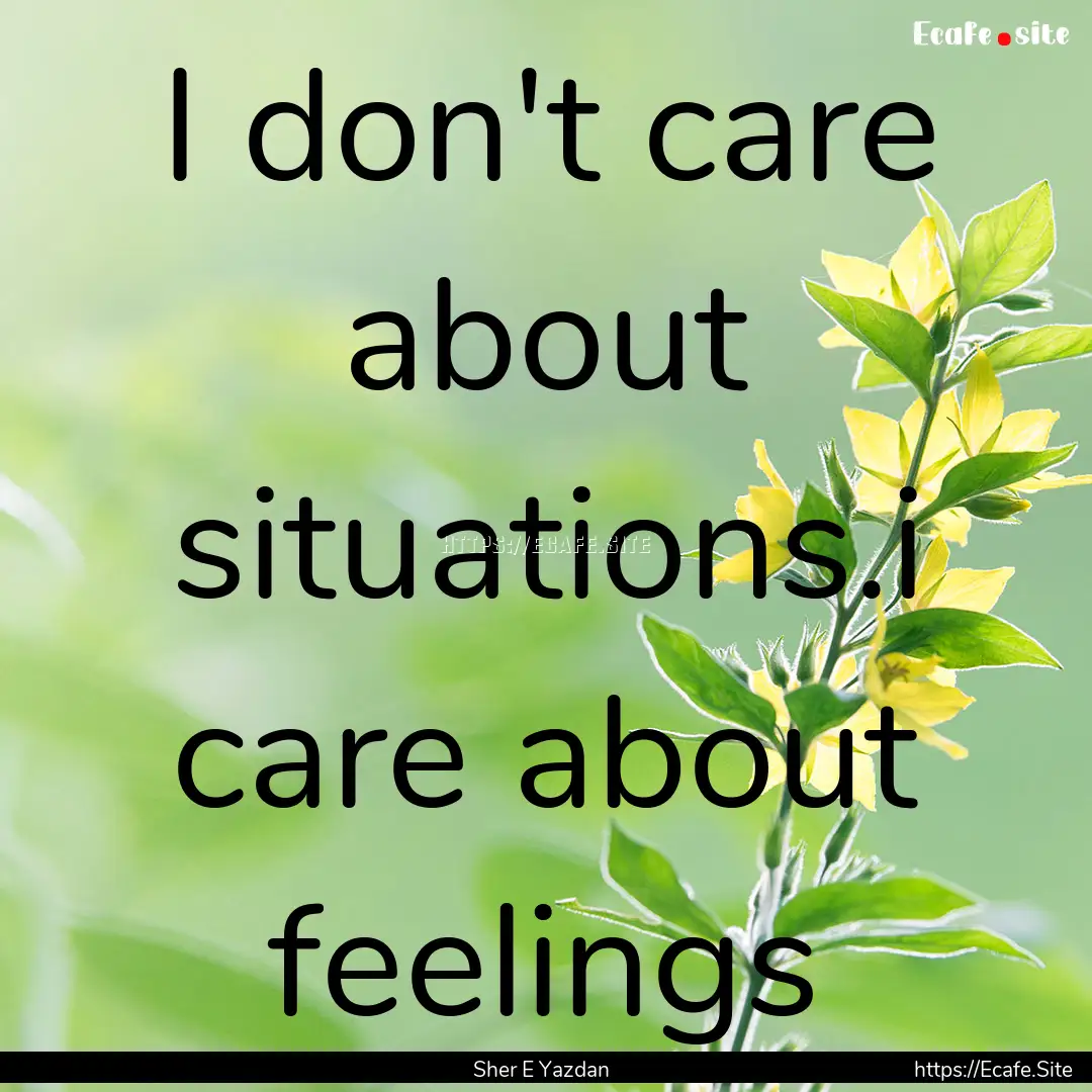 I don't care about situations.i care about.... : Quote by Sher E Yazdan