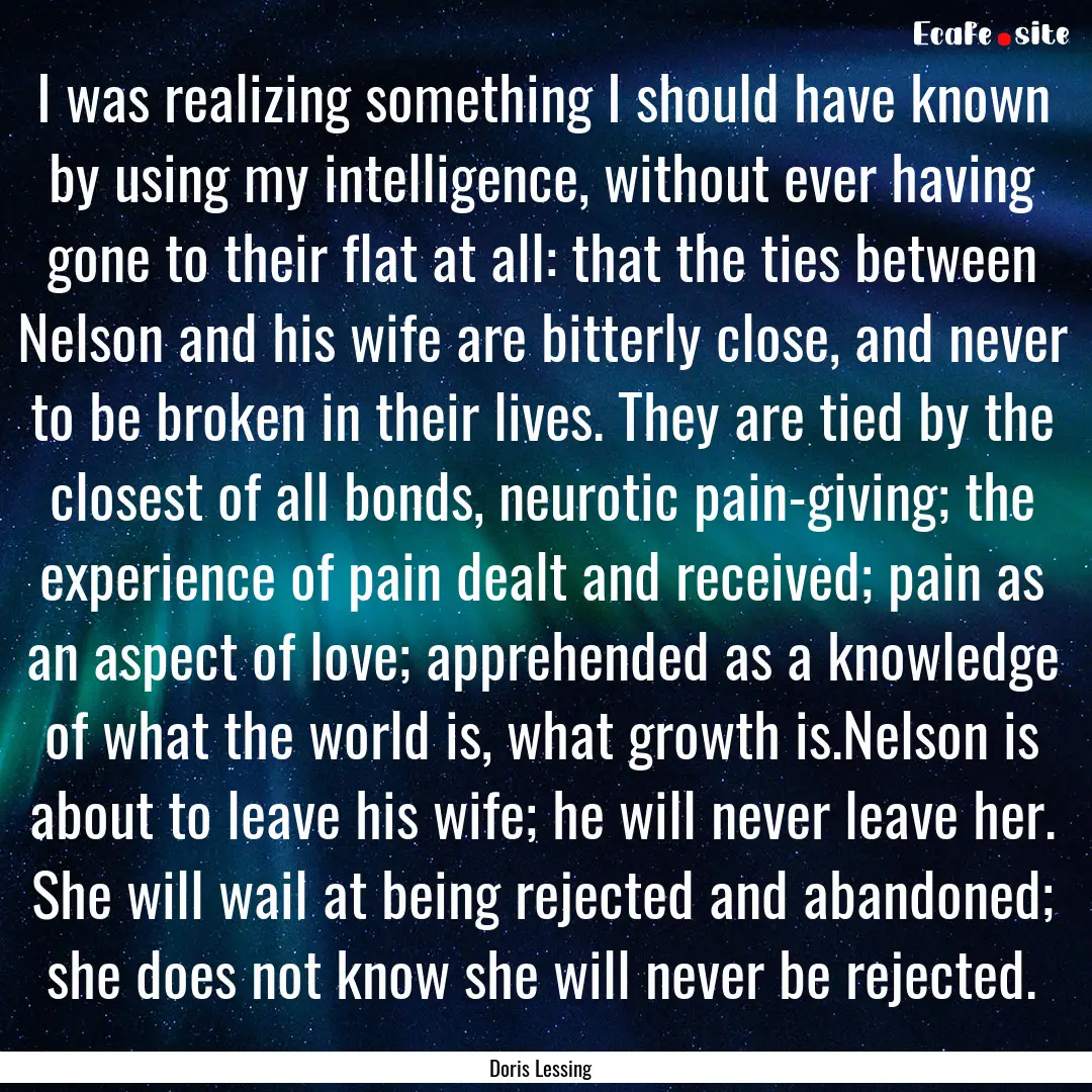 I was realizing something I should have known.... : Quote by Doris Lessing